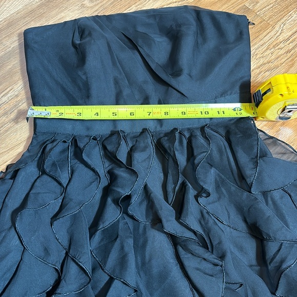 White House Black Market, strapless solid black ruffle midi dress. Size 0. - Picture 15 of 17